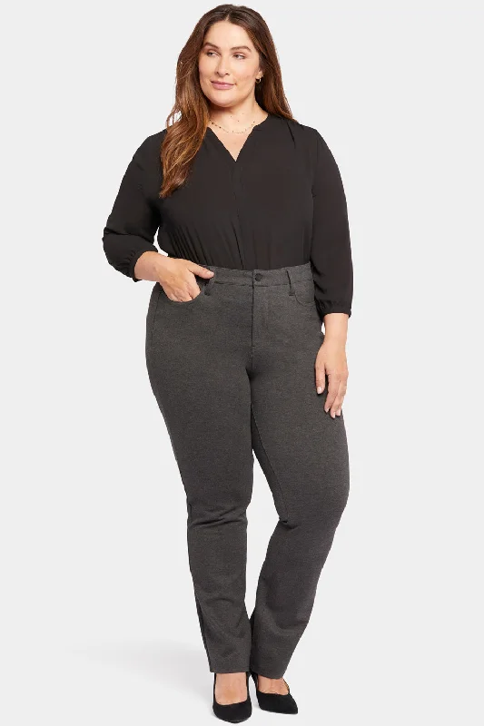 Soft Relaxation Wear Marilyn Straight Pants In Plus Size - Charcoal Heathered