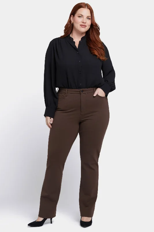 Casual Ease Marilyn Straight Pants In Plus Size - Coffee Bean