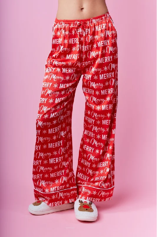 Bright Colors Merry Satin Pajama Pant