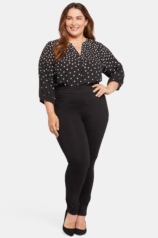 Mid-length Style Modern Legging Pants In Plus Size - Black