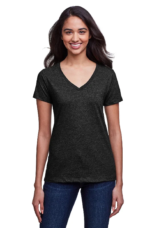 Next Level Womens Eco Performance Moisture Wicking Short Sleeve V-Neck T-Shirt - Heather Black - Closeout