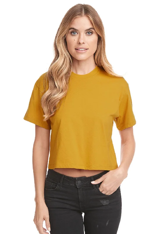 Comfortable Jackets Next Level Womens Ideal Crop Short Sleeve Crewneck T-Shirt - Antique Gold