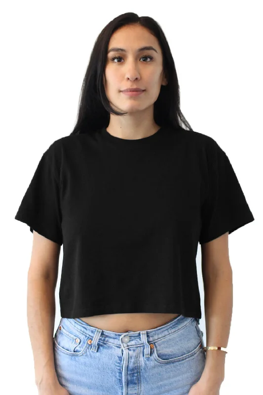 Soft Clothing Next Level Womens Ideal Crop Short Sleeve Crewneck T-Shirt - Black