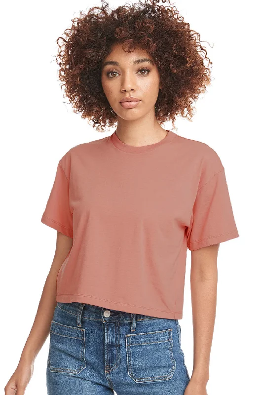 Chic Outfits Next Level Womens Ideal Crop Short Sleeve Crewneck T-Shirt - Desert Pink