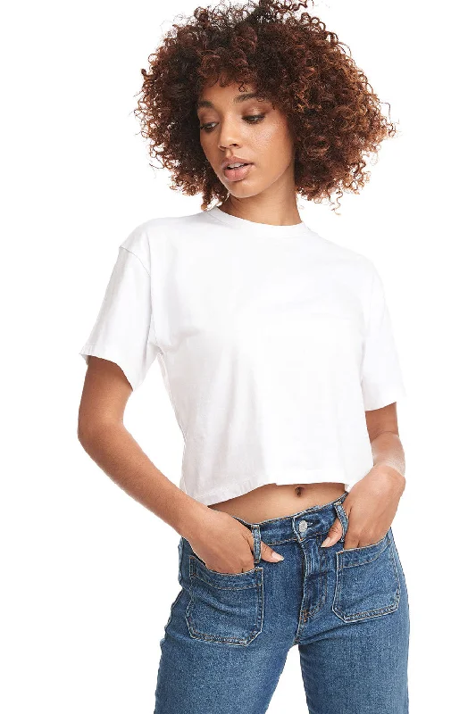 Effortless Elegance Next Level Womens Ideal Crop Short Sleeve Crewneck T-Shirt - White Effortless Elegance Next Level Womens Ideal Crop Short Sleeve Crewneck T-Shirt - White