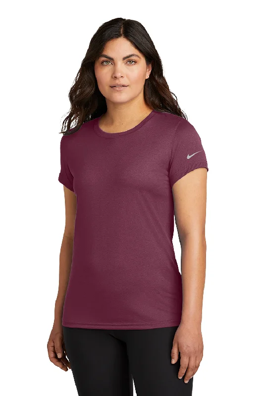 Relaxed Clothing Nike Womens rLegend Dri-Fit Moisture Wicking Short Sleeve Crewneck T-Shirt - Deep Maroon