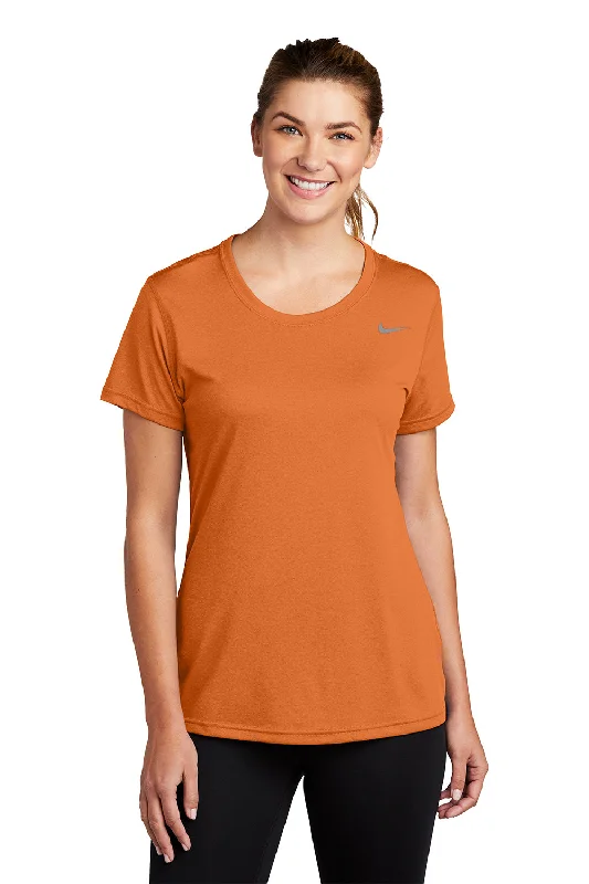 Versatile Items Nike Womens Team rLegend Dri-Fit Moisture Wicking Short Sleeve Crewneck T-Shirt - Desert Orange Versatile Items Nike Womens Team rLegend Dri-Fit Moisture Wicking Short Sleeve Crewneck T-Shirt - Desert Orange