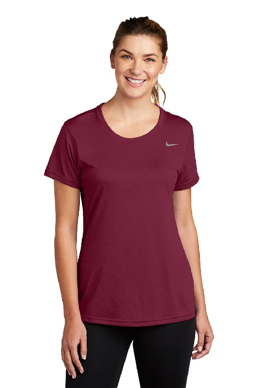 Embroidered Letters Nike Womens Team rLegend Dri-Fit Moisture Wicking Short Sleeve Crewneck T-Shirt - Team Maroon