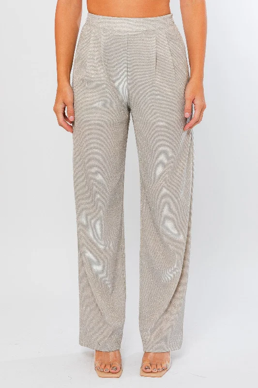Simple Comfort Party Girl Trousers - Silver Sparkle