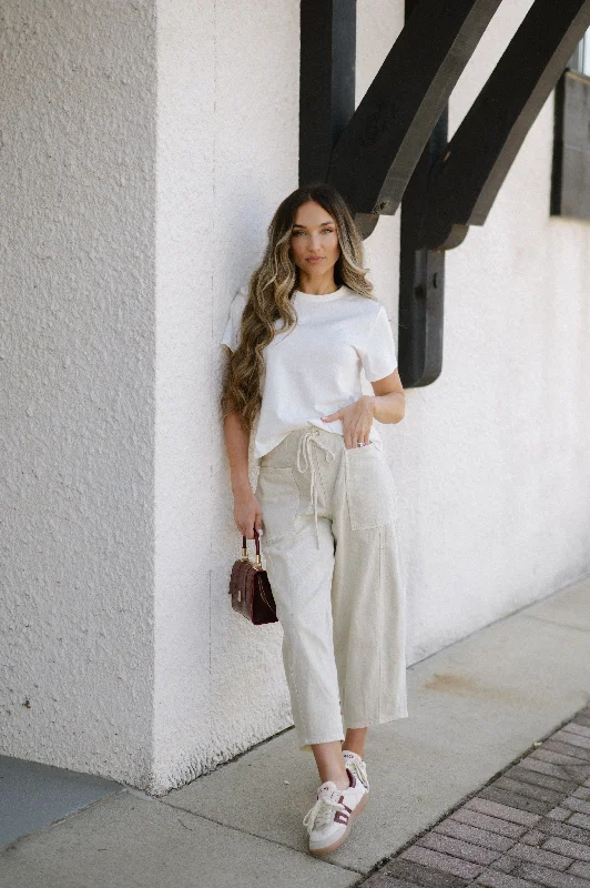 Relaxed Dresses Patch Pocket Pants-Oat