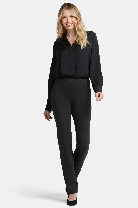 Fashion Elements Pull-On Straight Pants In Petite - Charcoal Heathered