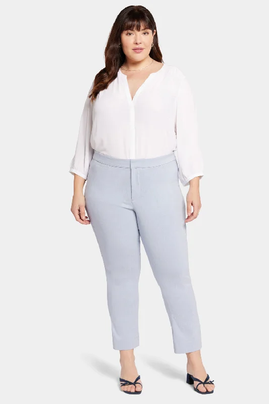 Cozy Chic Wear Slim Trouser Ankle Pants In Plus Size - Light Blue Heather