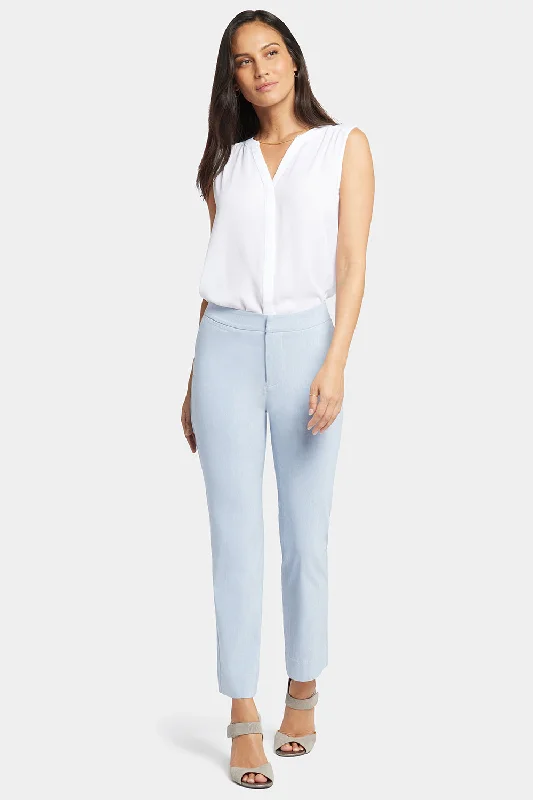 Smart Comfort Wear Slim Trouser Ankle Pants - Light Blue Heather