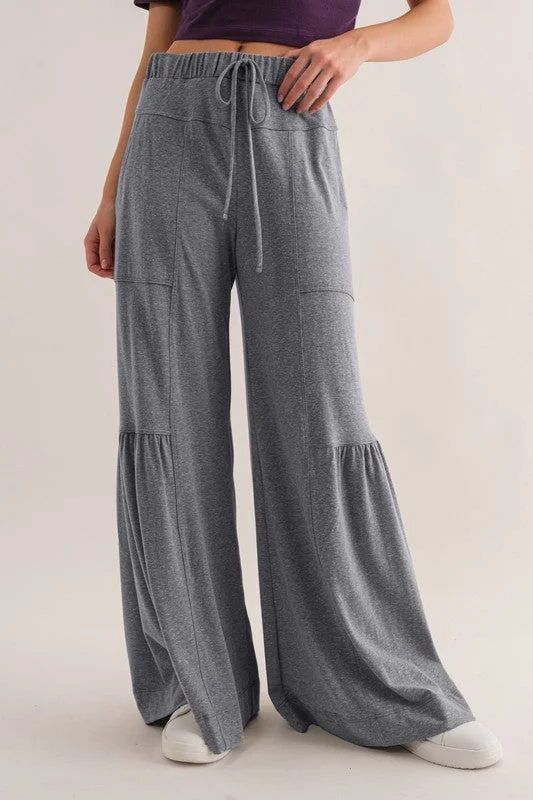 Soft Touch Solid Tiered Flare Pants