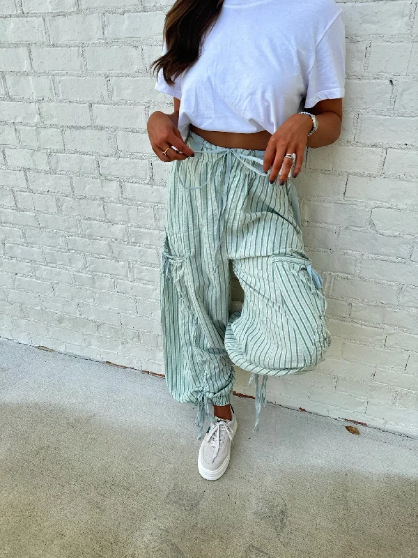Comfortable Jackets Striped Balloon Pants-Mint