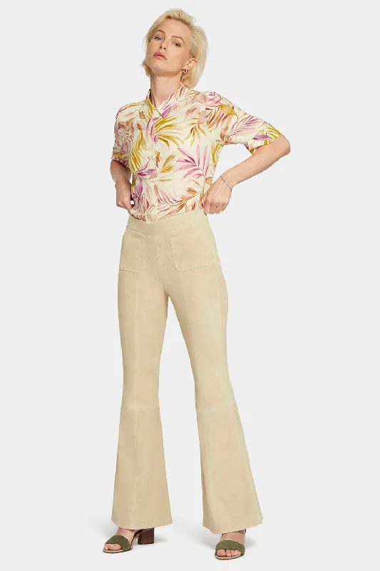 Soft Wearables Stretch Suede Flared Pants - Warm Sand