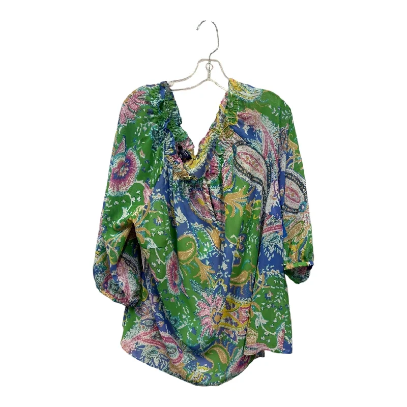 Slim Fit Top 2Pc Ss By Chaps In Green, Size:3X