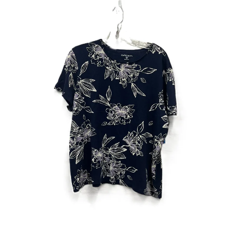 Integrated Design Top Short Sleeve Basic By Croft And Barrow In Navy, Size: 2x
