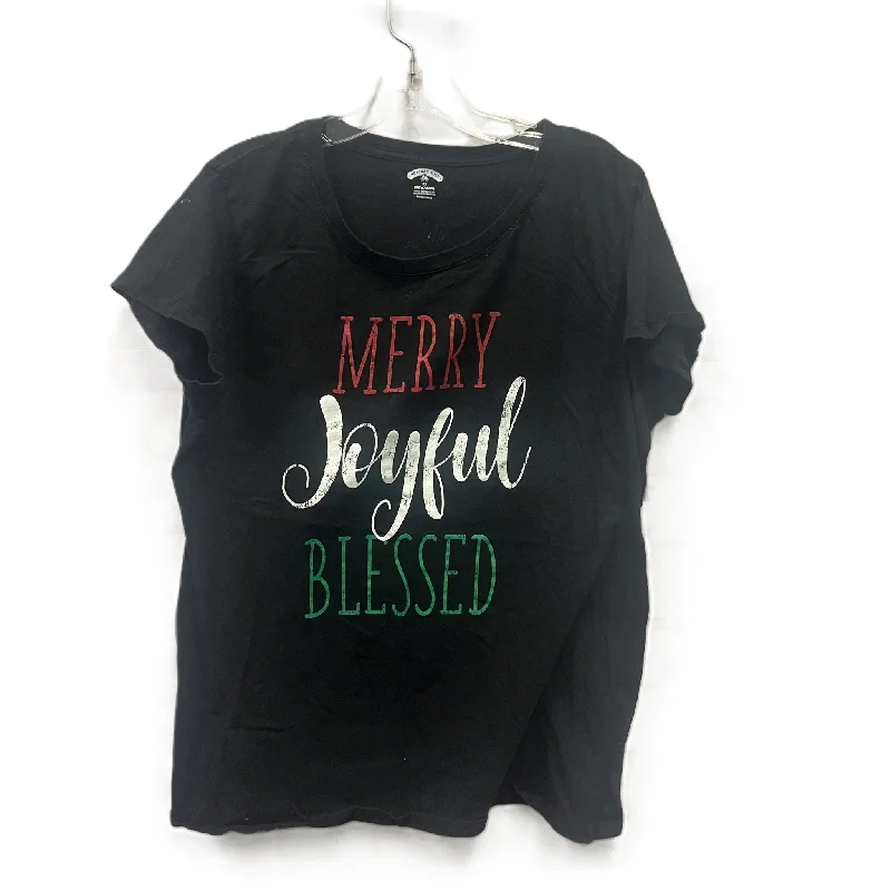 Breathable Design Top Short Sleeve Basic By Holiday Time In Black, Size: 2x