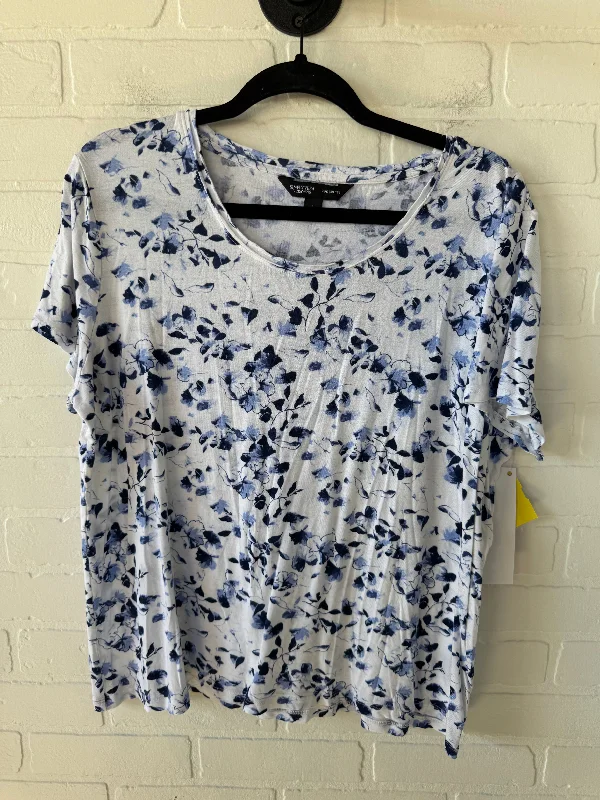 Everyday Style Top Short Sleeve Basic By Simply Vera In Blue & White, Size: Xl