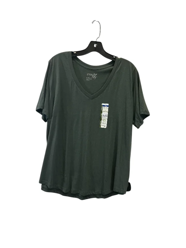 Minimal Classic Top Short Sleeve Basic By Terra & Sky In Green, Size: 1x
