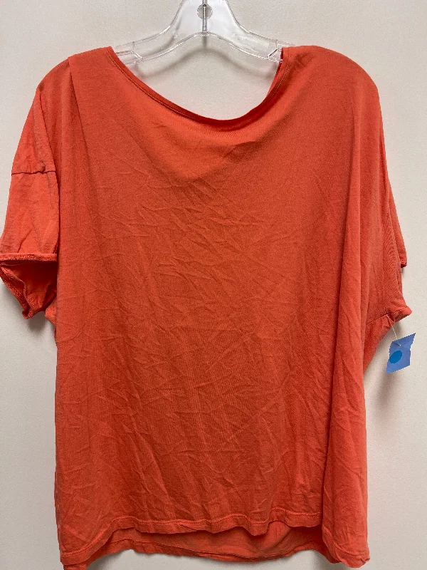 High-end Design Top Short Sleeve Basic By Terra & Sky In Orange, Size: 1x