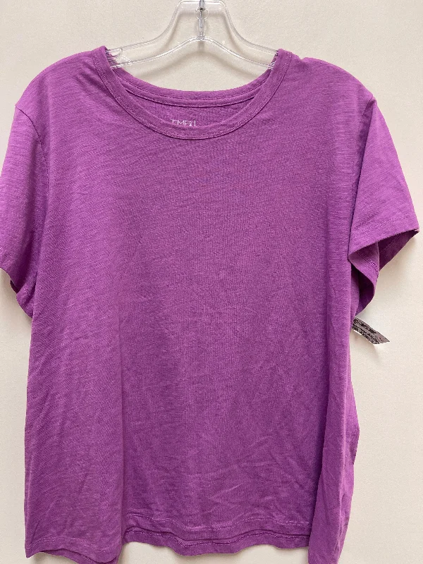 Free And Casual Top Short Sleeve Basic By Time And Tru In Purple, Size: 2x