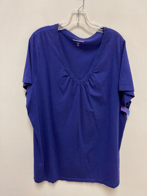 High Street Style Top Short Sleeve Basic By Woman Within In Purple, Size: 2x