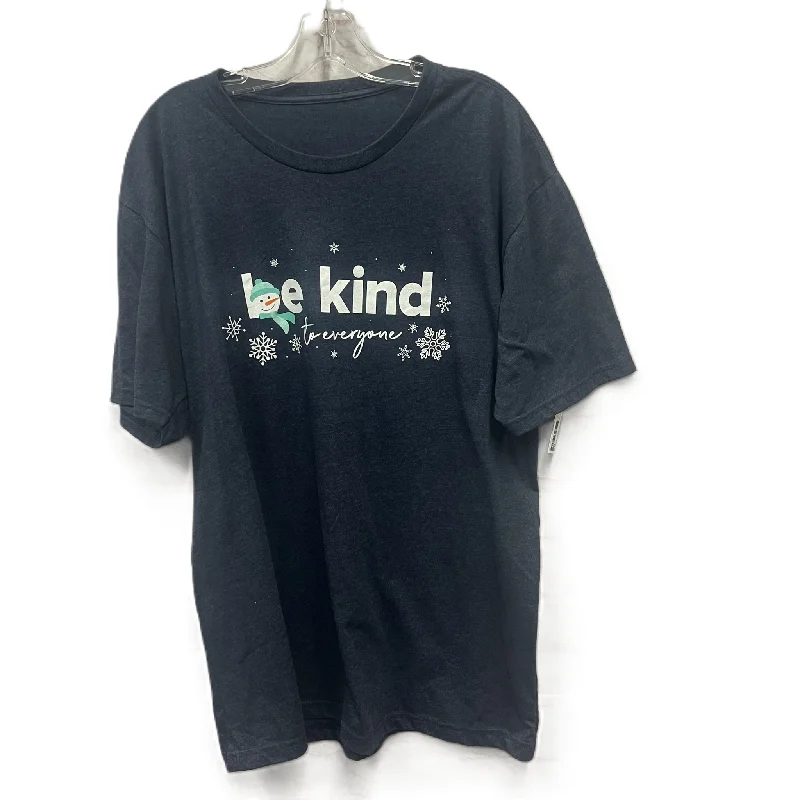 Personalized Design Top Short Sleeve Basic  In Blue, Size: 2x