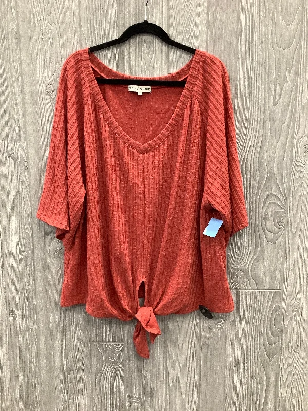 Basic Version Top Short Sleeve By Absolutely Famous In Orange, Size: 2x