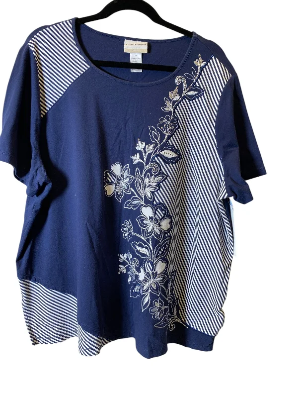 Timeless Comfort Top Short Sleeve By Alfred Dunner In Navy, Size: 2x