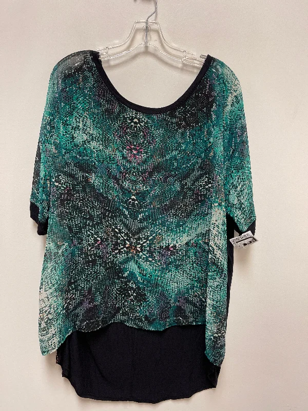 Advanced Customization Top Short Sleeve By Ana In Black & Green, Size: 2x