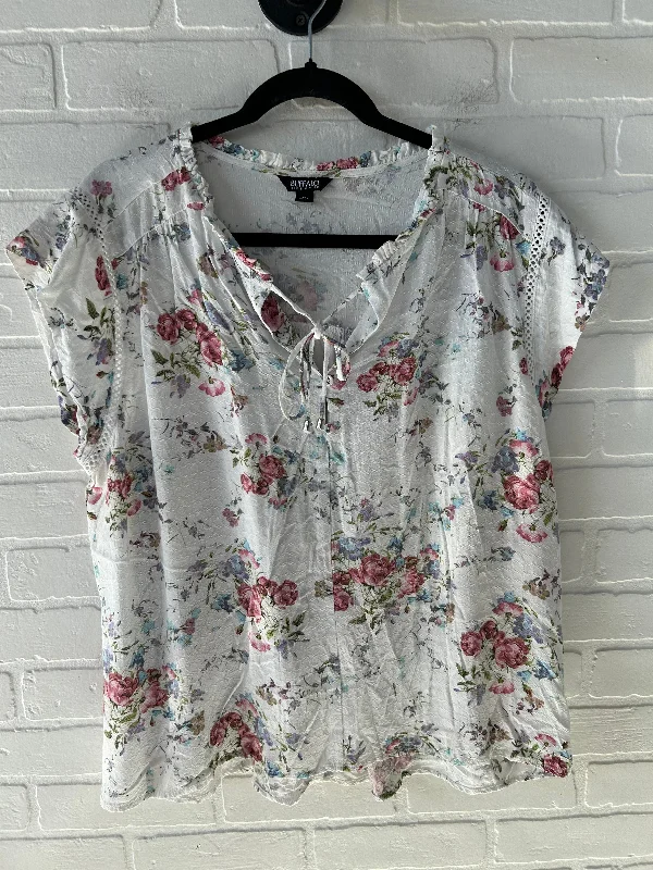 Modernism Top Short Sleeve By Buffalo David Bitton In Pink & White, Size: Xl