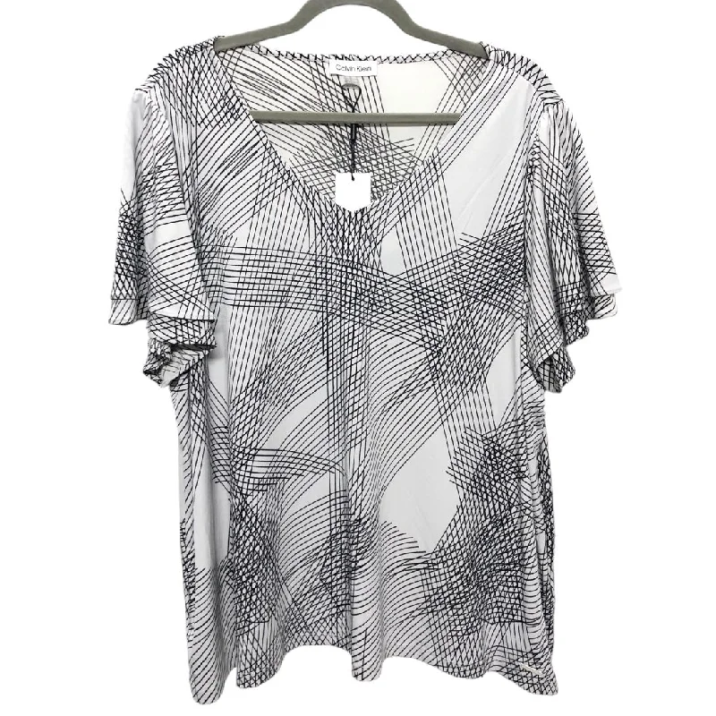Comfortable Lifestyle Top Short Sleeve By Calvin Klein In Black & White, Size: 2x