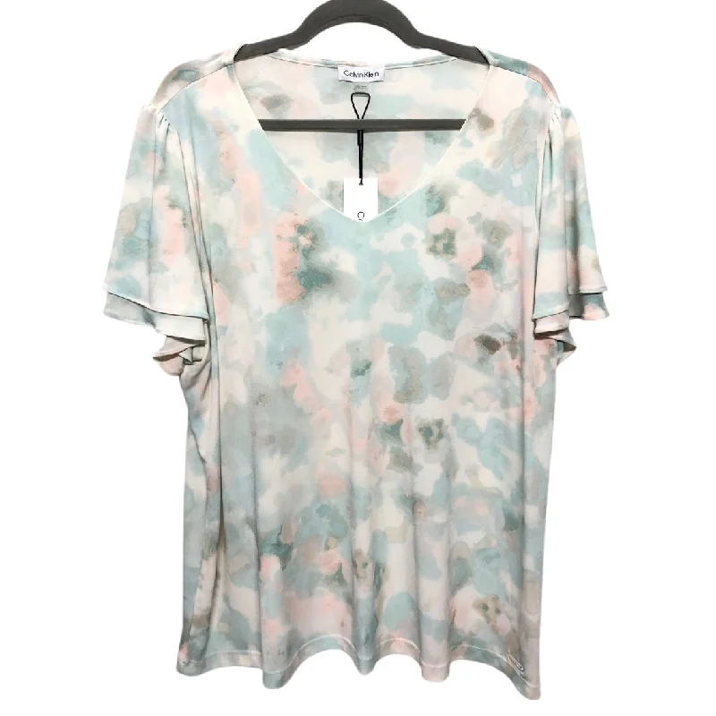 Fresh And Simple Top Short Sleeve By Calvin Klein In Blue & White, Size: 1x