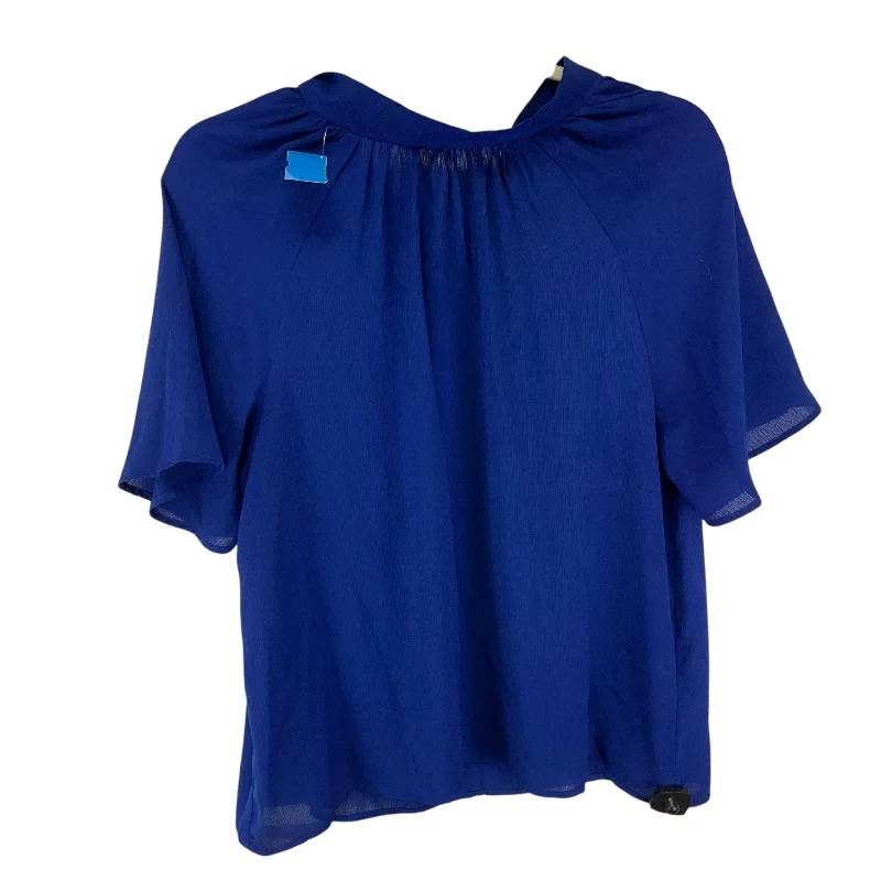 Exquisite Craftsmanship Top Short Sleeve By Chicsoul In Blue, Size: 1x
