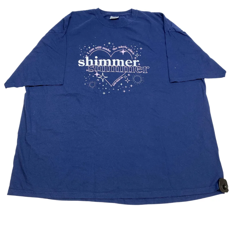 Trendy Comfort Top Short Sleeve By Comfort Colors In Blue, Size: 4x