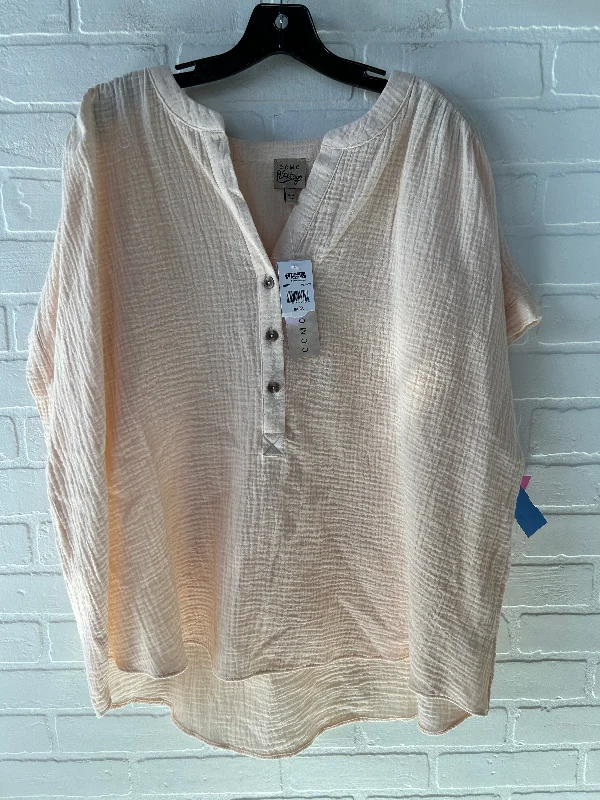 Classic Choice Top Short Sleeve By Como Vintage In Peach, Size: 3x