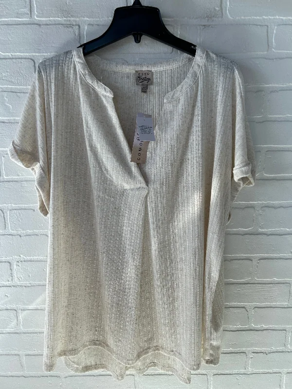 Free Design Top Short Sleeve By Como Vintage In Tan, Size: 2x