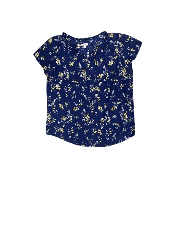 Moisture wicking Top Short Sleeve By Croft And Barrow In Blue & Yellow, Size: 2x
