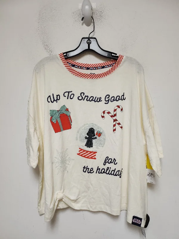 Tropical Style Top Short Sleeve By Disney Store In Cream, Size: 1x