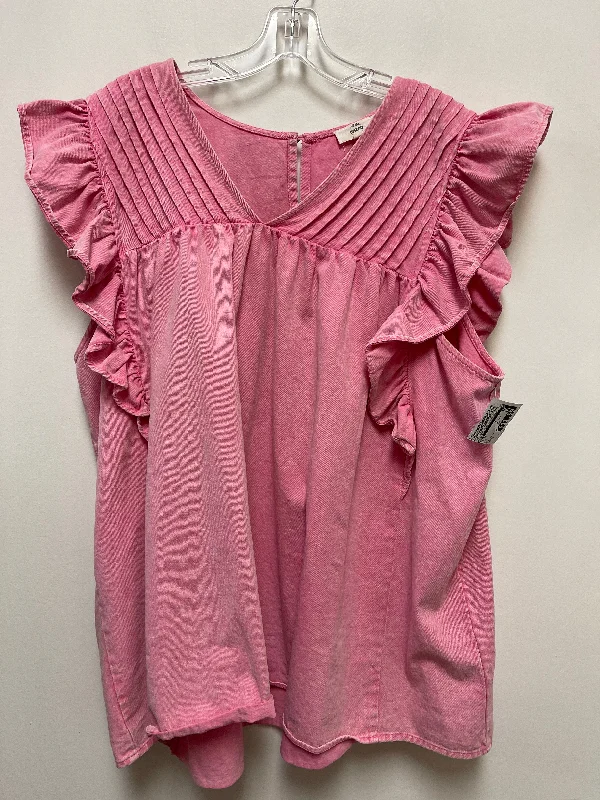 Youthful Street Fashion Top Short Sleeve By Entro In Pink, Size: 2x