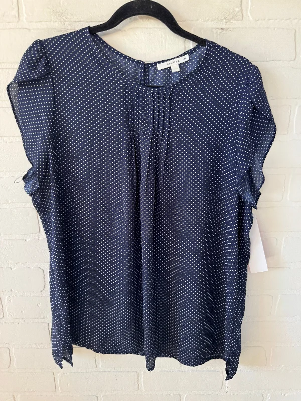 Soft Touch Top Short Sleeve By Fun 2 Fun In Blue & White, Size: 1x