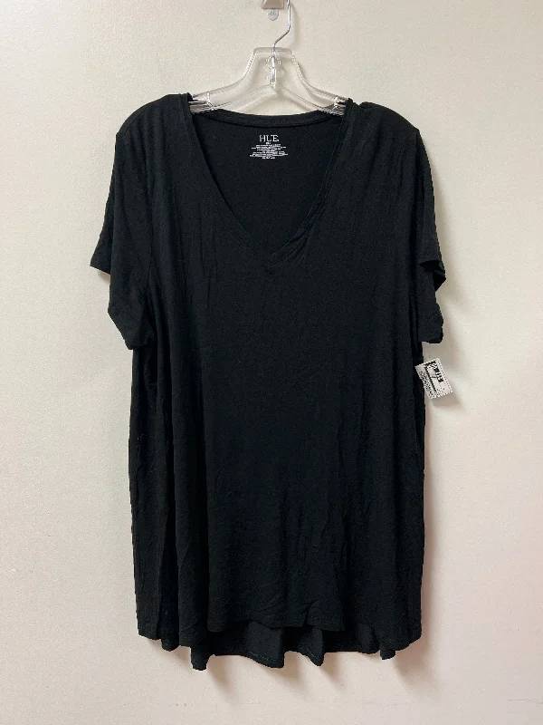Party Wear Top Short Sleeve By Hue In Black, Size: 2x