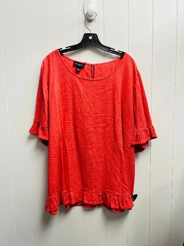 Cozy Dress Top Short Sleeve By In Studio In Coral, Size: 3x