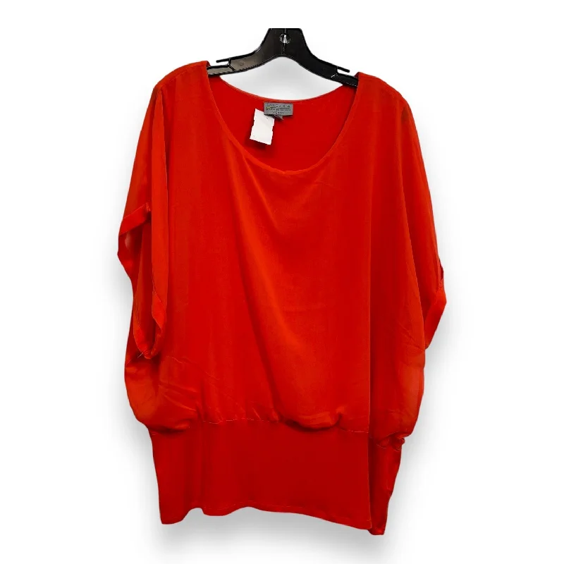 Perfect Tailoring Top Short Sleeve By Joseph A In Brick Red, Size: 3x