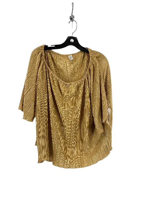 Romantic And Fresh Top Short Sleeve By Just Be In Gold, Size: 3x