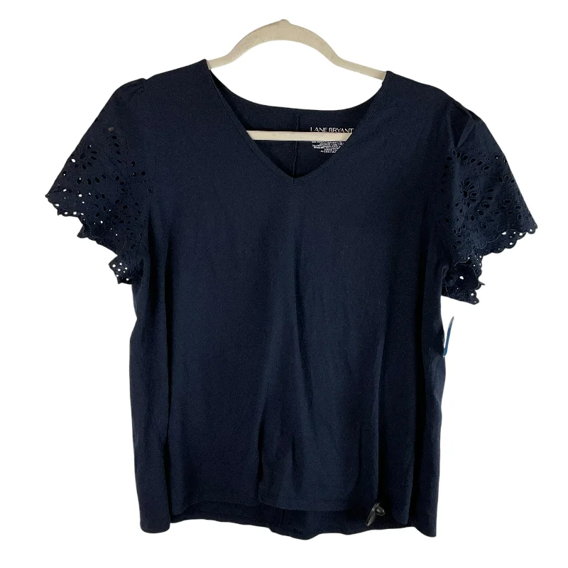 Noble Temperament Top Short Sleeve By Lane Bryant In Blue, Size: 1x