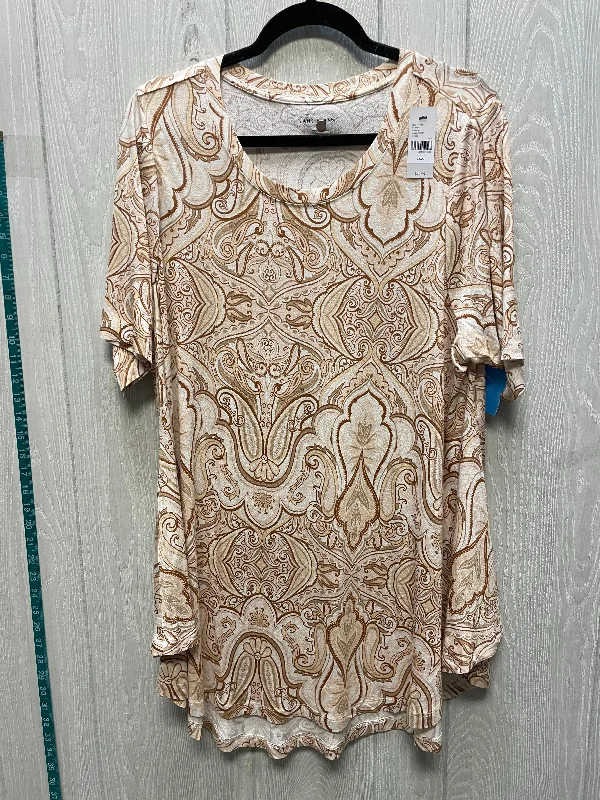 New Season Series Top Short Sleeve By Lane Bryant In Brown & Cream, Size: 1x