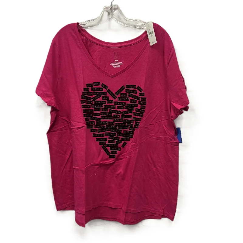 Low-key Luxury Top Short Sleeve By Lane Bryant In Pink, Size: 1x